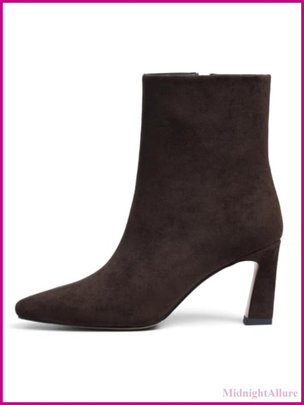 Faux Suede Kitten Heel Ankle Booties Side Zipper Pointed Toe Dressy Fall Boots